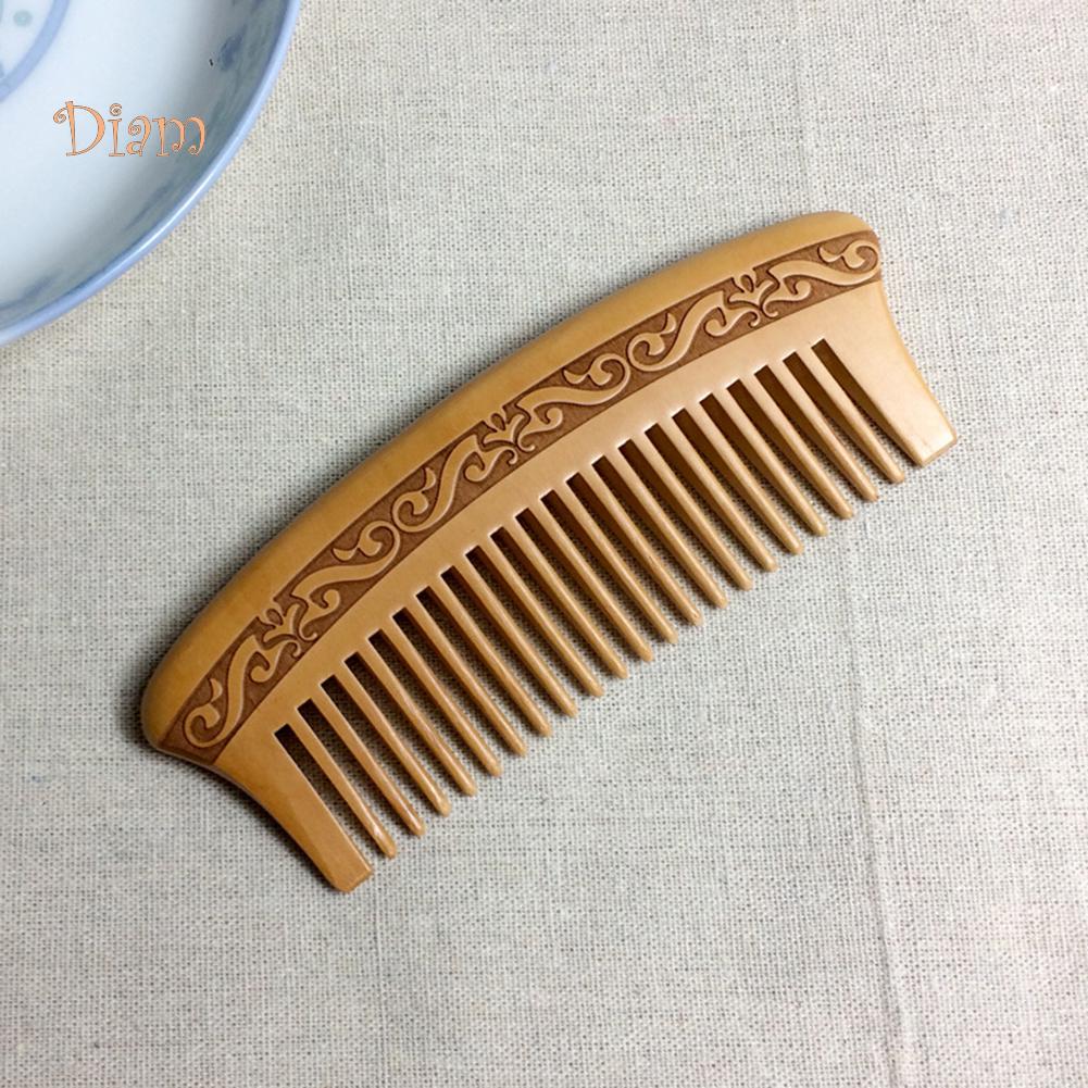 NO.INS Double Sided Carving Natural Peach Wood Comb Anti Static Hair Styling Tool Hair Comb Massage