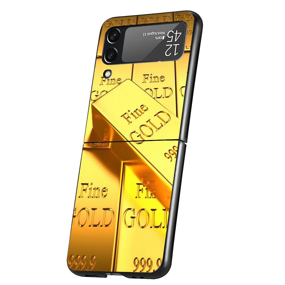 Fine Gold Pattern Printing Case Phone Cover for Samsung Galaxy Z Flip 7 6 5 4 3 5G ZFlip7 ZFlip6 ZFlip5 ZFlip4 ZFlip3 Black Fund