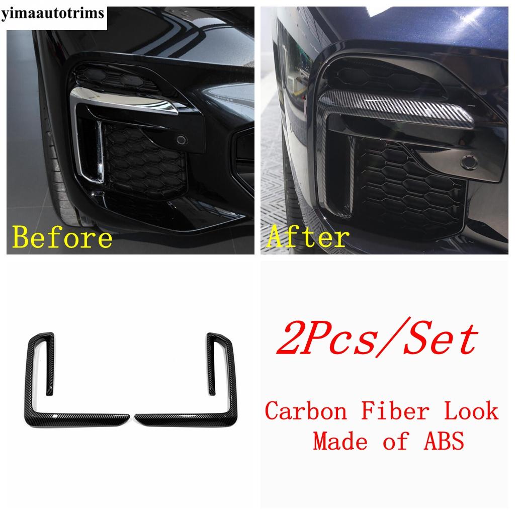 Front Fog Light Lamp Eyebrow Grille Air Intake Decoration Cover Trim For BMW X5 G05  - 2024 Black / Carbon Fiber Accessories