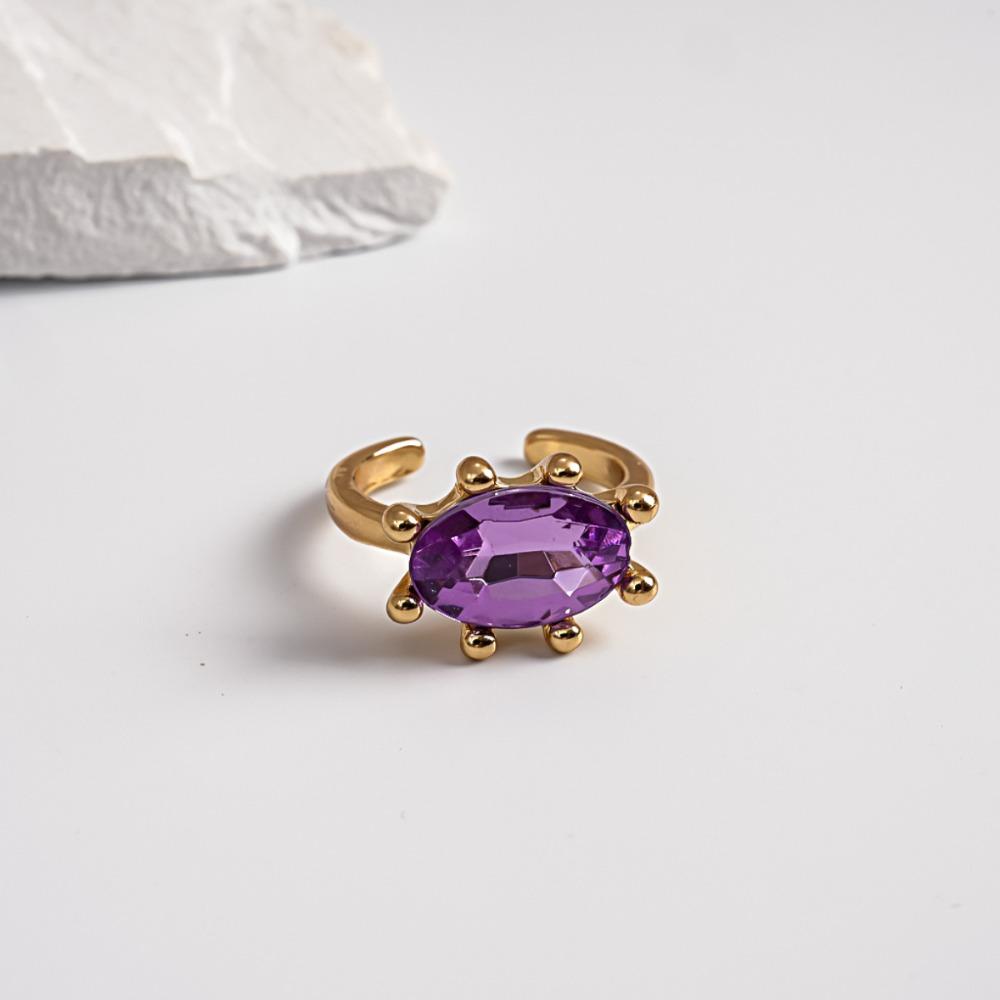 Adjustable Rhinestone Open Ring Colorful Knuckle Ring Trendy Y2K Stackable Ring Women Girls