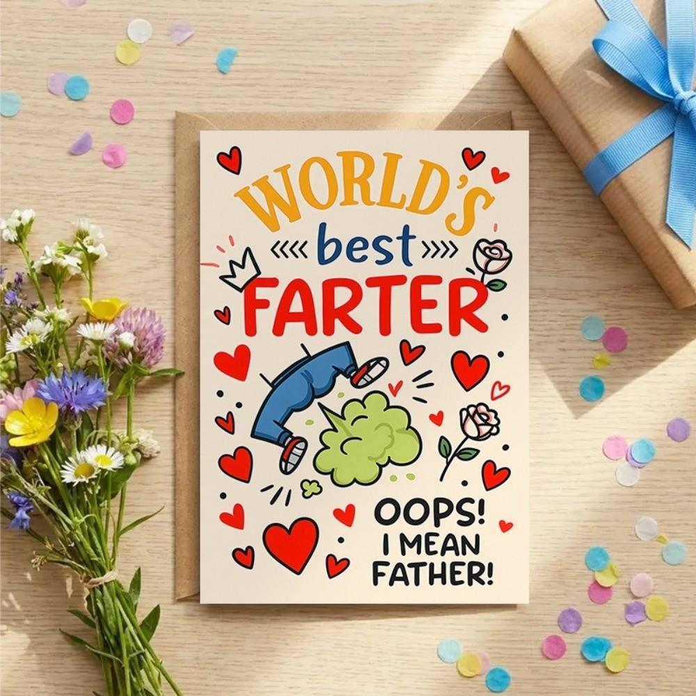 Mit Umschlag Vatertagskarte Lustiges Design Vatertagsgeschenke Cartoon Papa Grußkarte Geburtstag