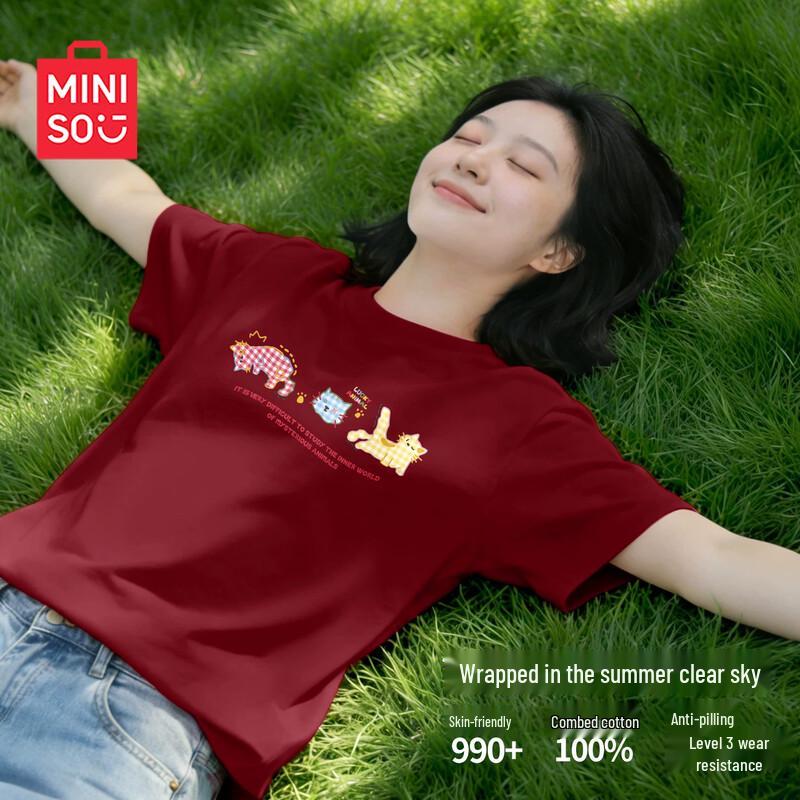 MINISO Women s Pure Cotton Short Sleeve T-Shirt 2XL