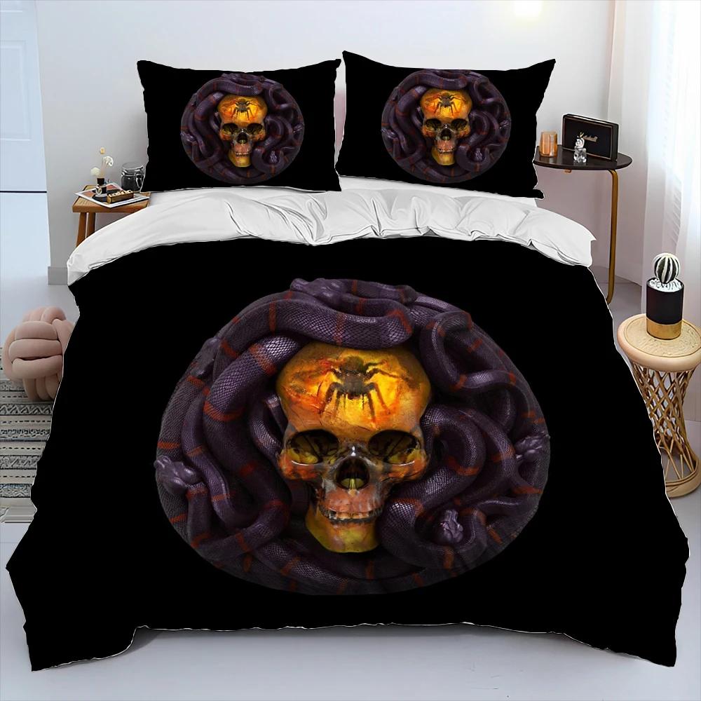 Snake Duvet Cover Set Serpent Comforter Bedding with 2 Pillowcases Comfortable and Breathable Scary Animals Style Quilt Covers