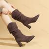 Women's Cowboy Boots Autumn Winter New Non Slip Pointed Toe Comfortable Medium Shoes Height Increase Fashion Vintage Short Boots