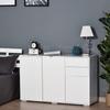 High Gloss Side Cabinet Push Open Design With 2 Drawers And 2 Cabinets For Living Room 74H X 117W X 36Dcm White