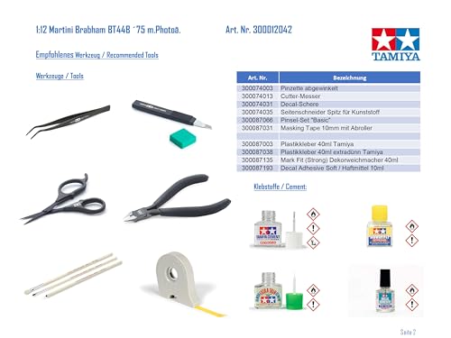 Tamiya 1/12 Big Scale No. 42 Martini Brabham BT44B 1975 Plastic Model Kit with Etched Parts (12042)