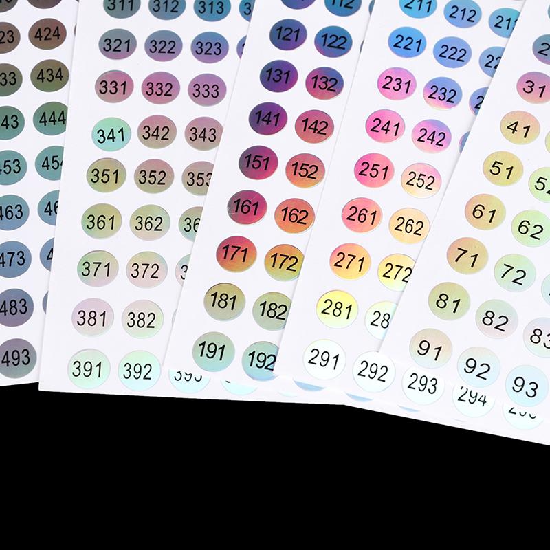 1–500 Laser-Nummern-Etikettenaufkleber, Bastel-Nagellack-Lippenstift-Farbetiketten-Aufkleber