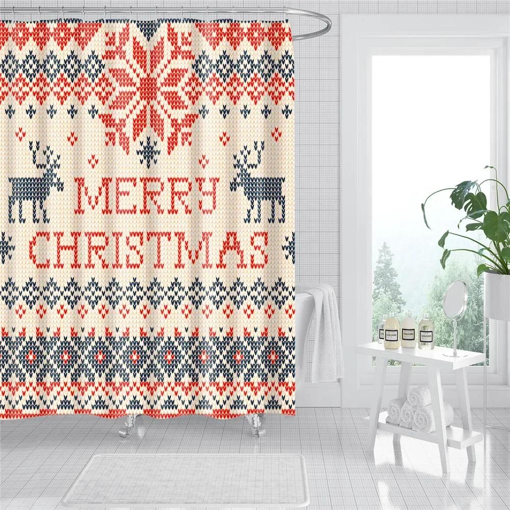Universe Starry Sky Shower Curtain Bathroom Decor Bath Curtains Waterproof Polyester Christmas Snowflake Bathroom Curtains