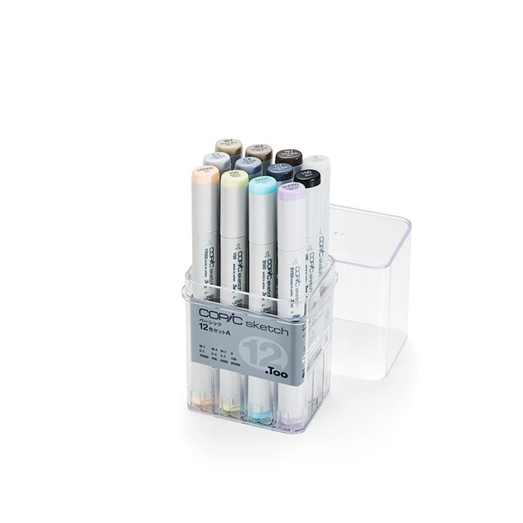 COPIC Sketch Basic 12-Color Set A Illustration Markers, Marker Pens for Artists