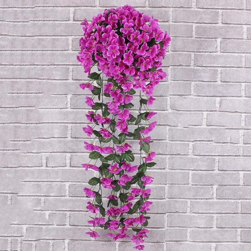 

2 пучка искусственных фиолетовых цветов, искусственная лоза, настенный подвесной цветок орхидеи для свадебной вечеринки, домашний декор фиолетовый