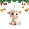 Farm Animal Decor for Home 2D Acrylic Goat Car Hanging Ornament, Flat Sheep Pendant Art Interior Rearview Mirror, Christmas Tree Decor, Cute