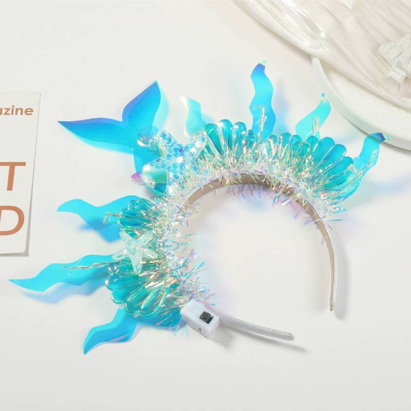 Light Up Headband Glow Crown Hair Band Rave Wedding Party Headdress Cosplay Costume Hair Accessories Luminous Head Hoop