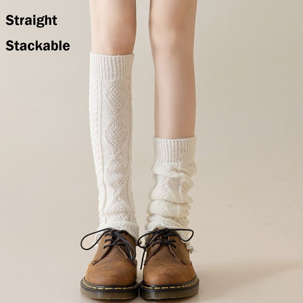 Knitting Leg Warmers Cute Sweet Warm Foot Cover Solid Color Boot Socks  Women Girls
