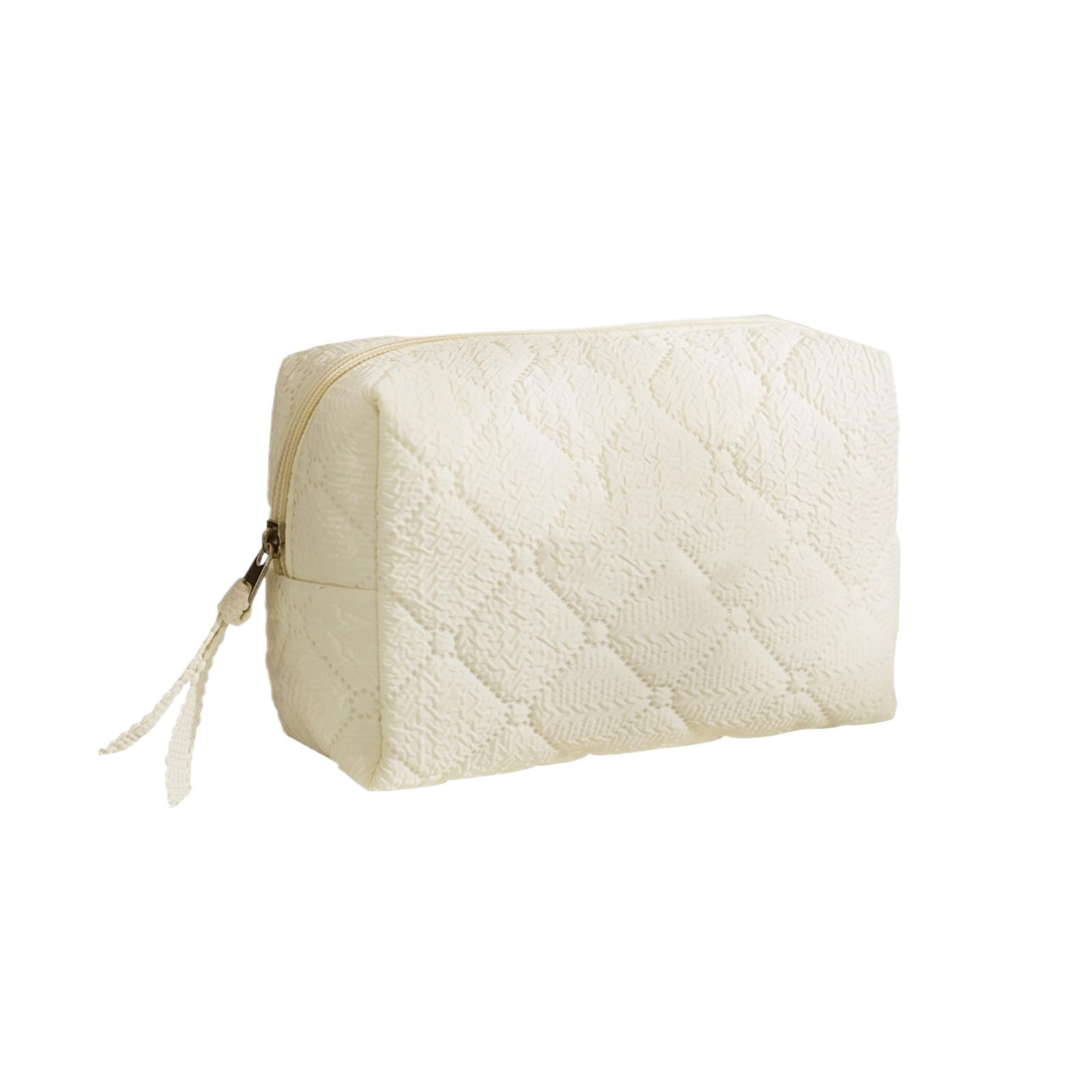 

Portable Travel Makeup Bag Quilted Pattern Cosmetic Organizer Pouch with Zipper Closure Lightweight and Compact Storage Bag for Toiletries one size бежевый