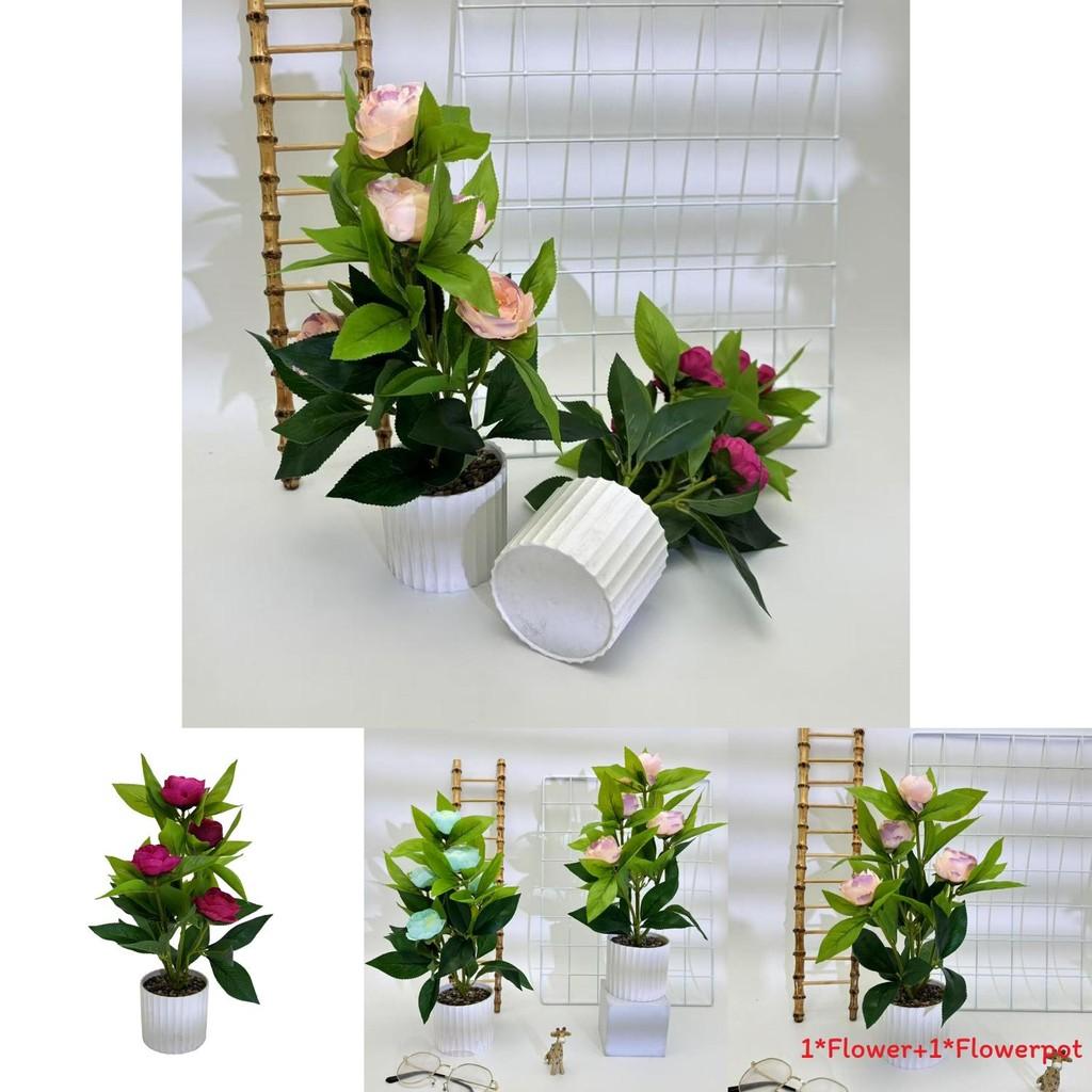 Rose Flower Arrangement Synthetic Potted Plant With Realistic Texture For Party And Outdoor Decor