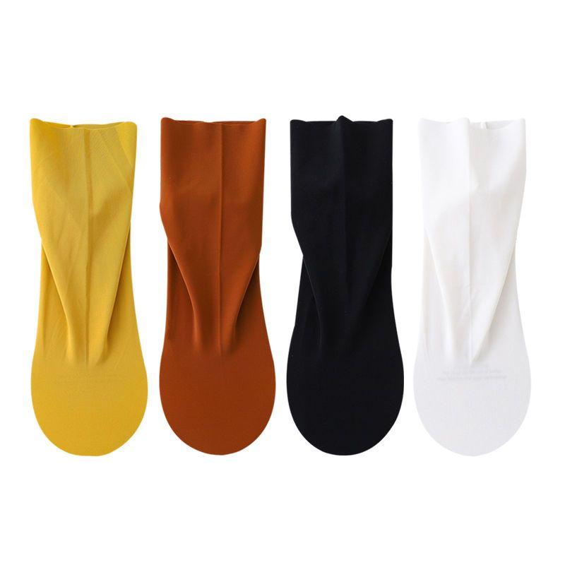 4 Pairs of Women's Socks Women's Center Tube Socks New Cotton Ice Silk Candy Color Versatile and Customizable Cut Socks At Will