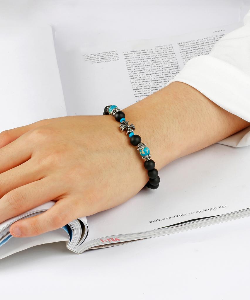 Shoveoff C24Svb-1013 Handmade Natural Stone Turquoise Onyx Matte Bracelet