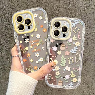 Fresh Florals Are Applied To Apple 15 Mobile Phone Case IPhone 14promax Mirror 13 Transparent Xs Anti-fall 8p