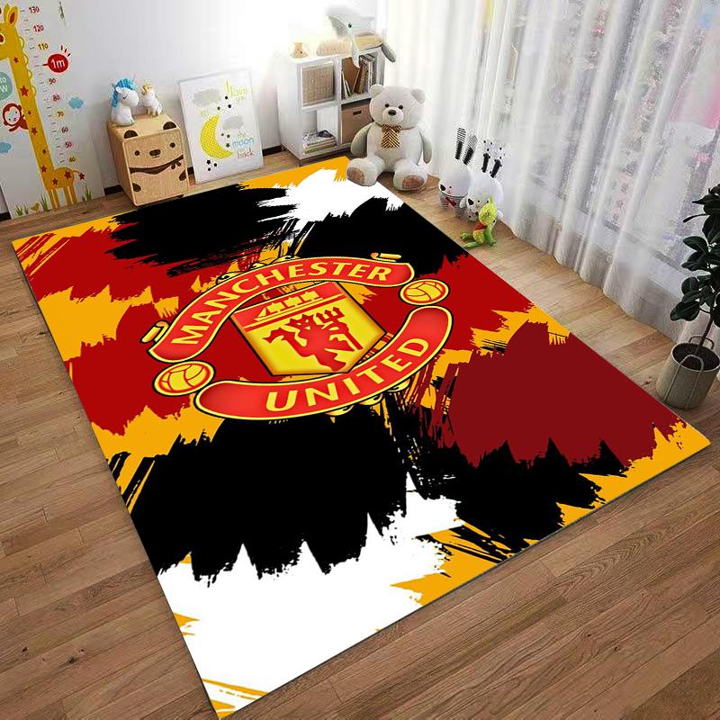 "Manchester United Logo Carpet with Red and Black Abstract Design" Suitable for Use As an Anti-slip for Living Room Bedroom Sofas
