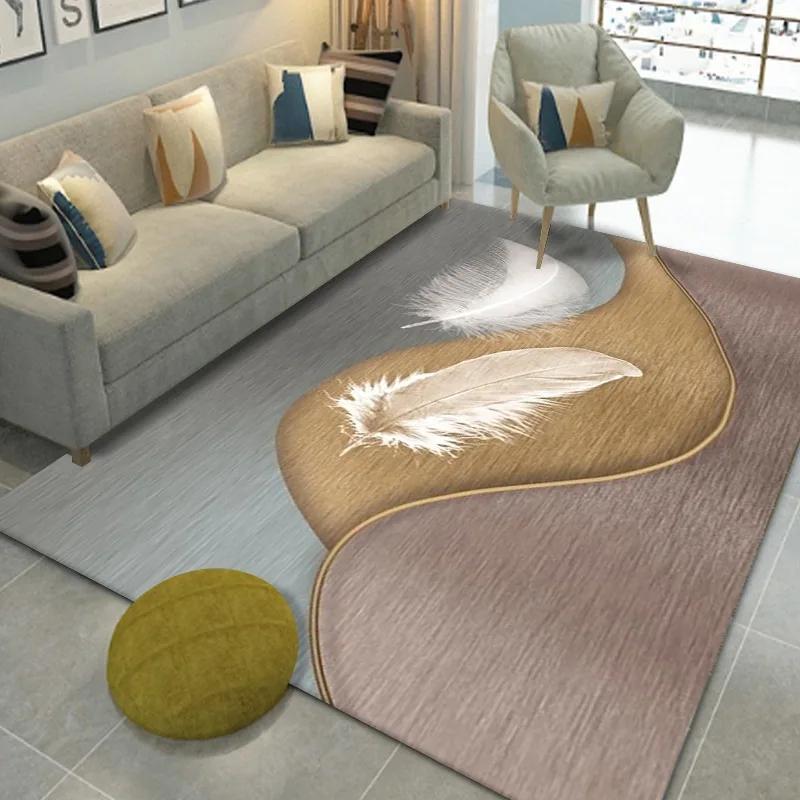 Modern Simple Printed Feather Carpet Living Room Full Floor Mat Bedroom Bed Blanket Study Table and Chair Mat