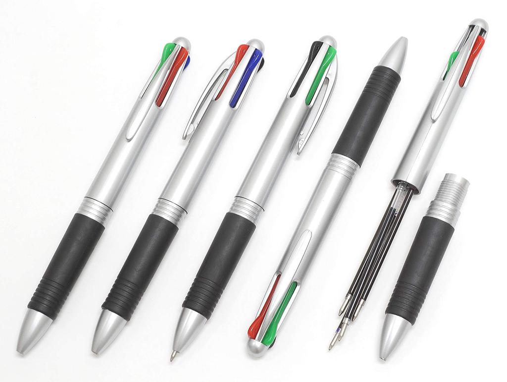 Rubber Ballpoint Euro-Style 4-Color Pen, Silver, 20-Pack, T22-VALB102-20