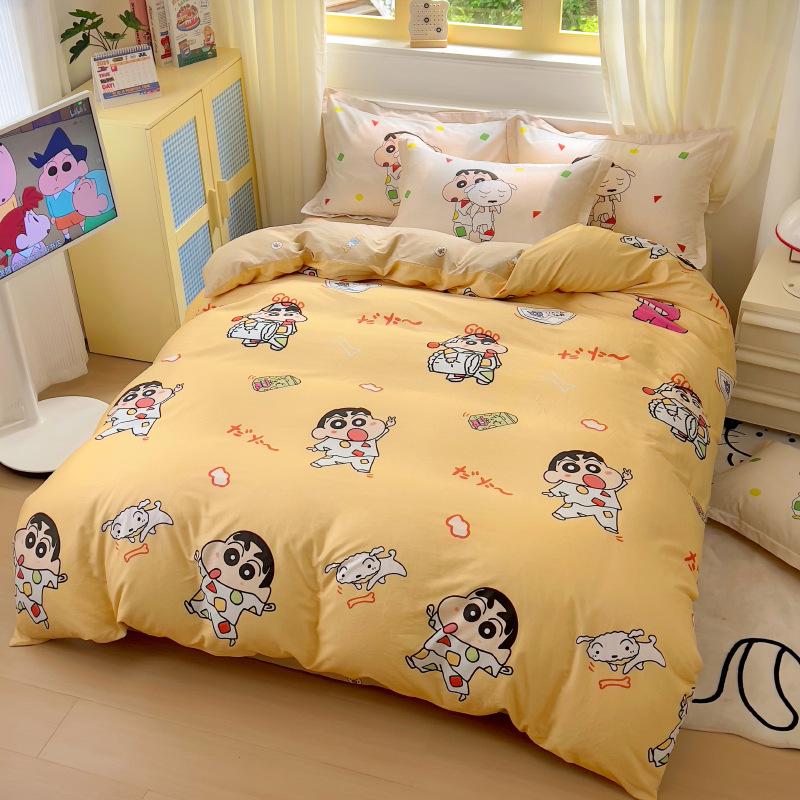 C-Crayon Shin-Chan Bedding Set Pillowcase 2/3/Pcs Boy Girl Shin-Chan Duvet Cover Adult Children Gift Single Double Large Size