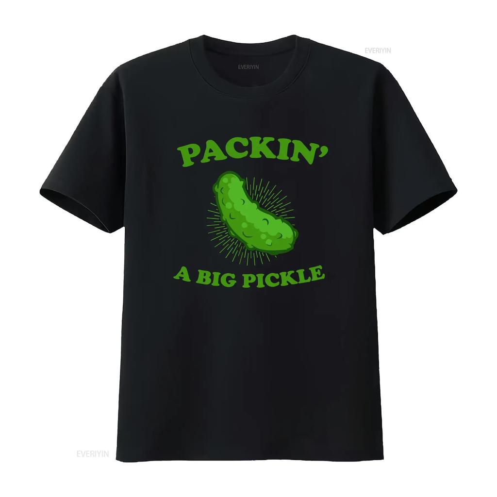 Packin A Big Pickle For Lovers T Shirt Vintage Washed Casual Slightly Streetwear Designer Clothes Unisex Homme Versatile