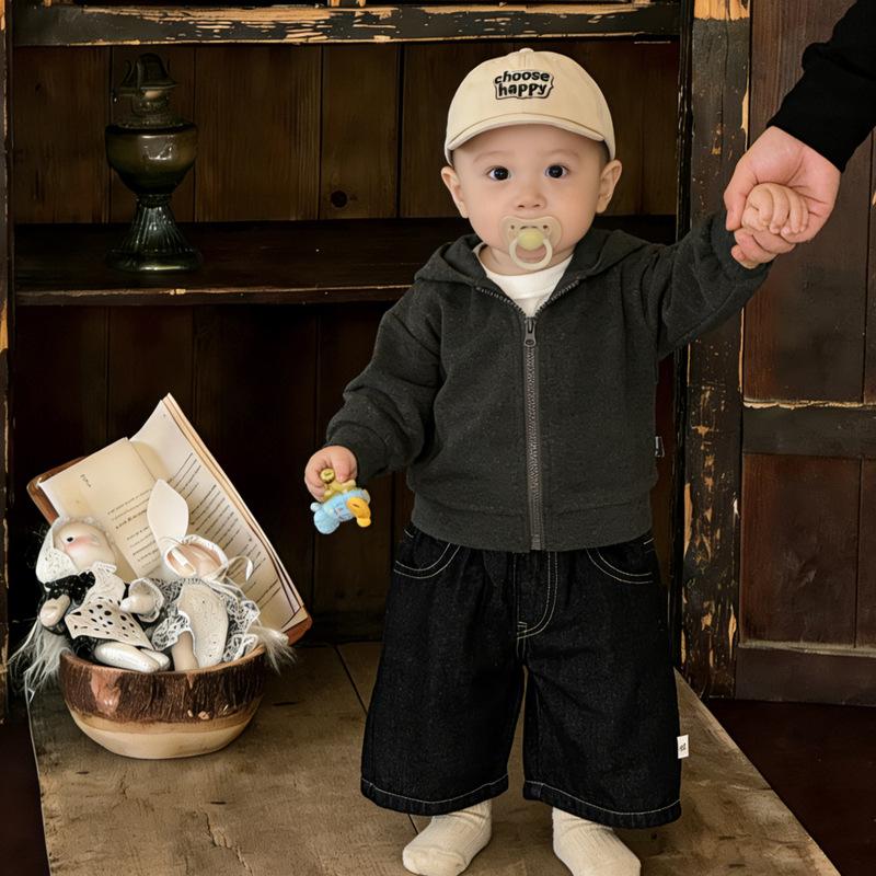 Baby Foreign Style Small Suit Spring New Baby Casual Sports Hooded Sweater Children'S Versatile Jeans