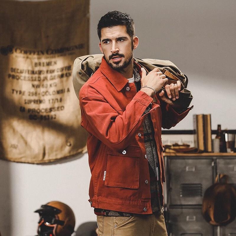 Męska kurtka dżinsowa JIE LEINUO w stylu amerykańskiego retro, ciężka