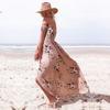 Women Off Shoulder Long Maxi Beach Dress Floral Print Chiffon Summer