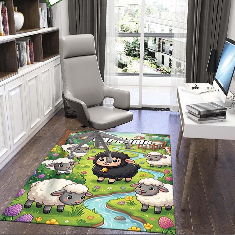 1PC Custom Name Sheep Garden Theme Floor Mat Ideal for Living Room, Game Rooms, Office, Bedroom, Office Floor Mat , Floor Mats for Home