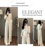 Women's Autumn Casual Sports Set: Slimming Black Long Sleeve Top & Wide Leg Pants