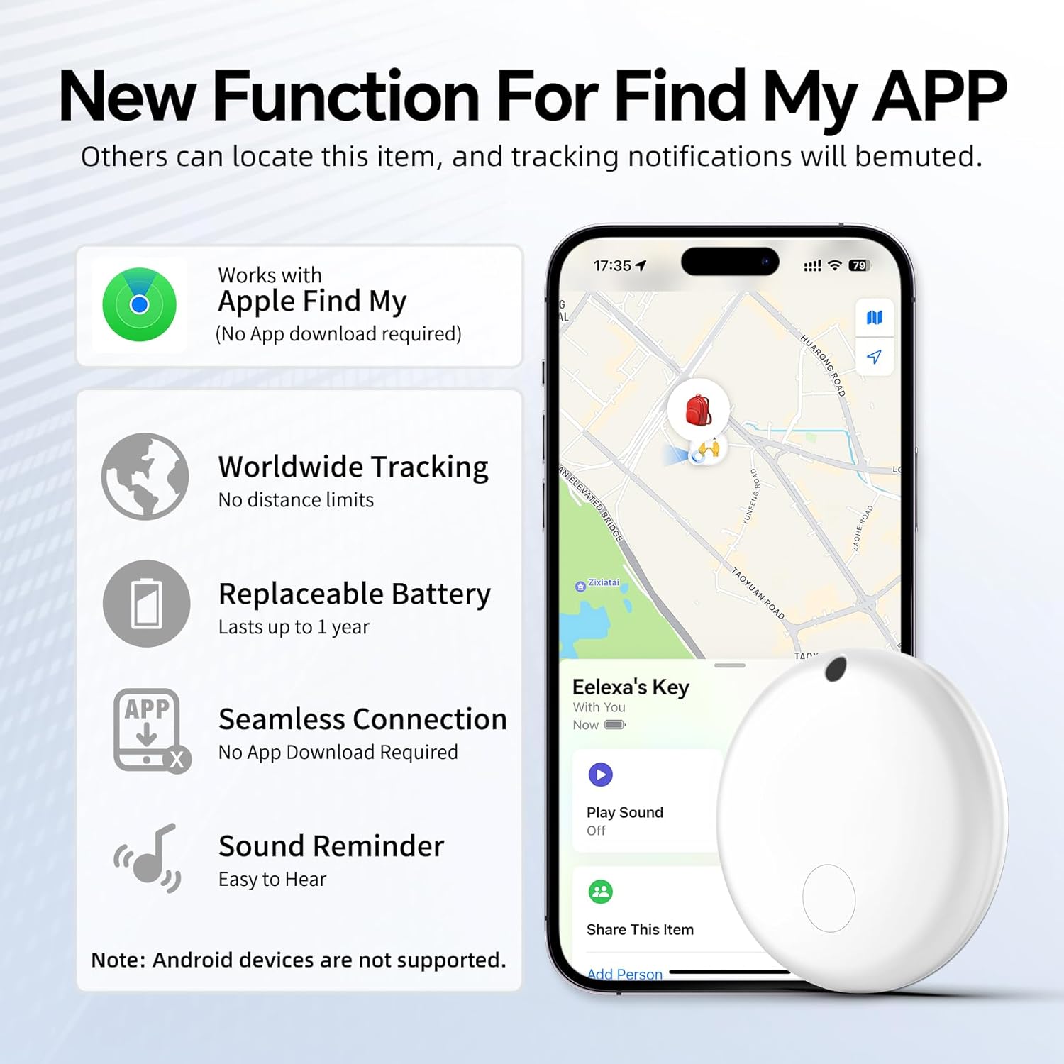 Eelexa 2025 Smart Tracker Tag 2 Pack, Tracker Tag, Key Finder Works for Apple Find My (iOS Only), Bluetooth Luggage Tracker, ltem Locator for