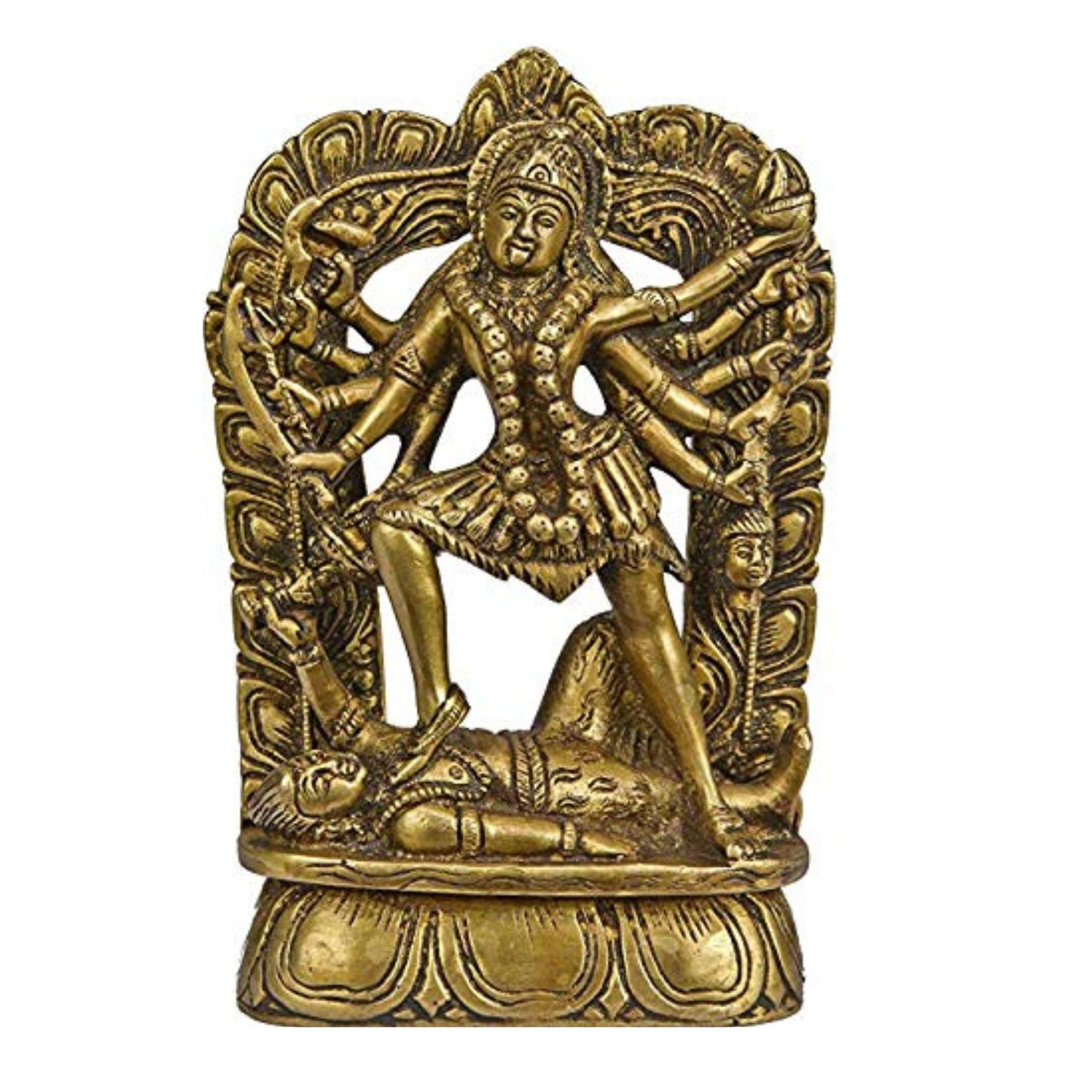 Идол Маха Кали для Пуджи из Аштадхату, Латунная Статуя Маха Кали, Золотой, Латунь