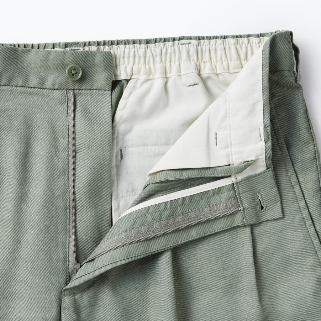 MUJI Men's Hemp Blend Tuck Straight Pants, Light Green, Size M, AE0X2A4S