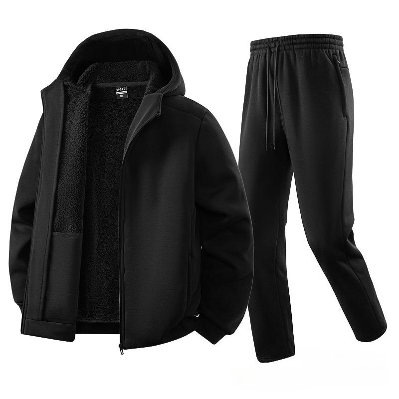Мужской спортивный костюм Зимний хлопковый спортивный костюм Толстый теплый худи+спортивные штаны Набор из 2 предметов Мужской кардиган Свитшот Набор XL