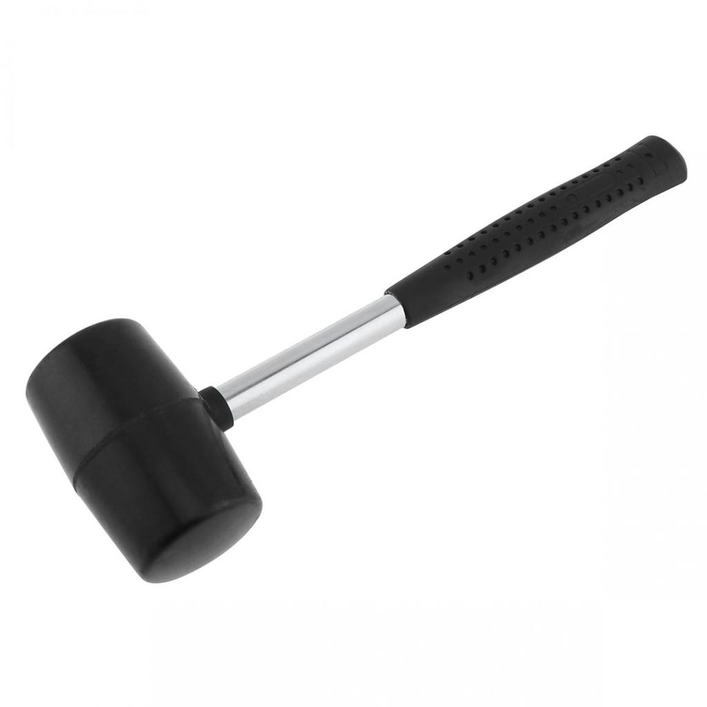 320g Non-elastic Black Rubber Hammer Floor Tile Hammer DIY Hand Tool with Round Head and Non-slip Handle