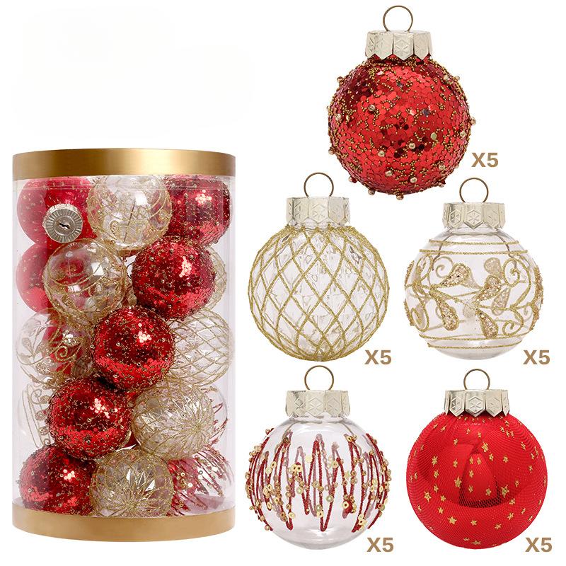 Christmas Ball Set Ornaments 25PCS for PET Painted Christmas Tree Party 2.36" Shatterproof Festive Decor Home New Year Accessory
