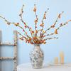Realistic Imitation Berry Branches Long Artificial Bittersweet Branches, Fall Stems for Vase, Faux Plants Decorative Gold Green Leaves Thanksgiving