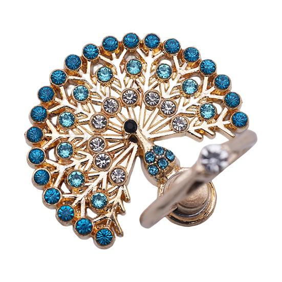 Fingerringhalter Grad Drehung Metall Anti-Verlust 360 Strass Pfau Handyring Schnalle