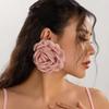 1 Pair Elegant Statement Pierced Earrings Large Big Rose Flower Earrings  Women Jewelry