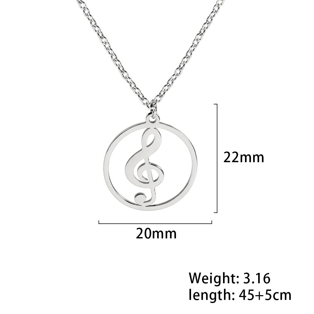 Teamer Stainless Steel Necklace for Women Music Note Instrument Guitar Pendant Charms Gold Plated Fashion Jewelry Romantic Gift