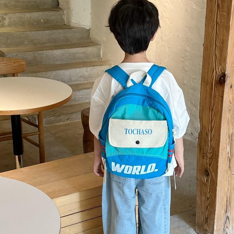 Kids Letter Small Travel Bag With Color Blocking Pattern For School And Outings