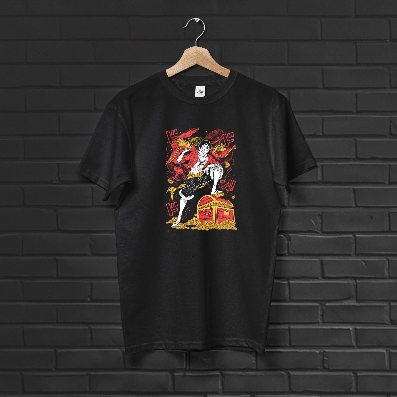 Monkey D. Luffy Pirate King T-Shirt Graphic Tee Mens Unisex Cotton Streetwear M