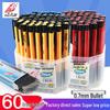 60-Pack Click Ballpoint Pens - Oil-based, Black/Blue/Red, for Office & Student Use