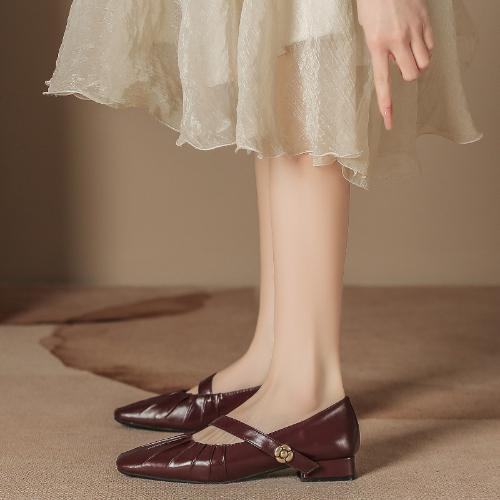 Fashion Women's Chunky Heel Mary Jane Shoes Soft Sole Low Heel Non-Slip Comfortable Leather Casual Shoes Autumn Winter New