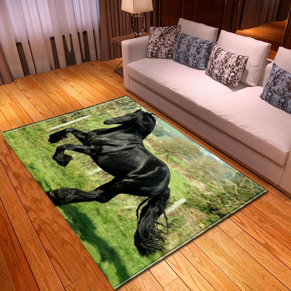 Horses Living Room 3D Carpets Boys Kids Room Rugs 3D Moon Horse Bedroom Mat Kitchen Area Rug Bath Mat Indoor Entrance Doormat