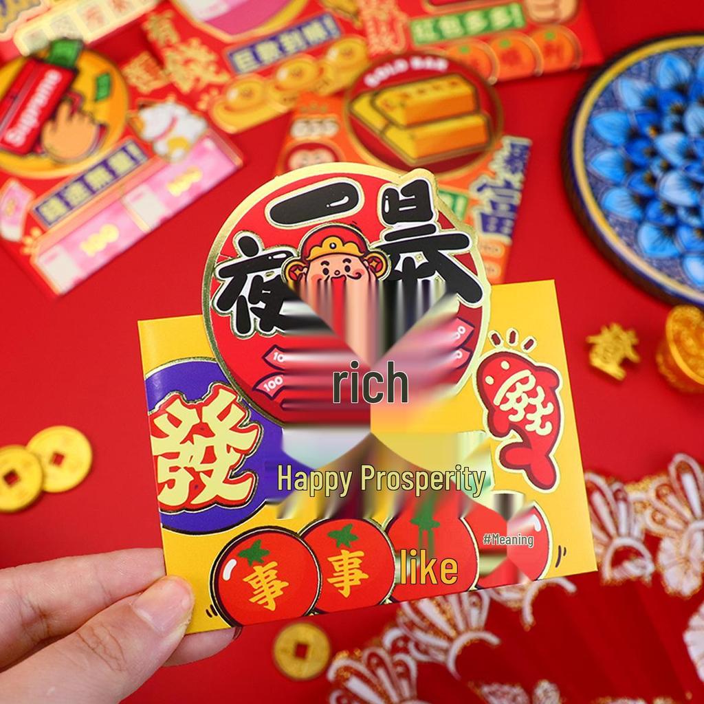 Prémiová 3D červená obálka Rok hada 2025 - Nová kreslená Lai See pro čínský Nový rok