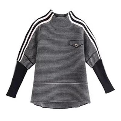 New Autumn Short Knit Coat Women Houndstooth Versatile Casual Fake Two Piece Outerwear Basic Top M