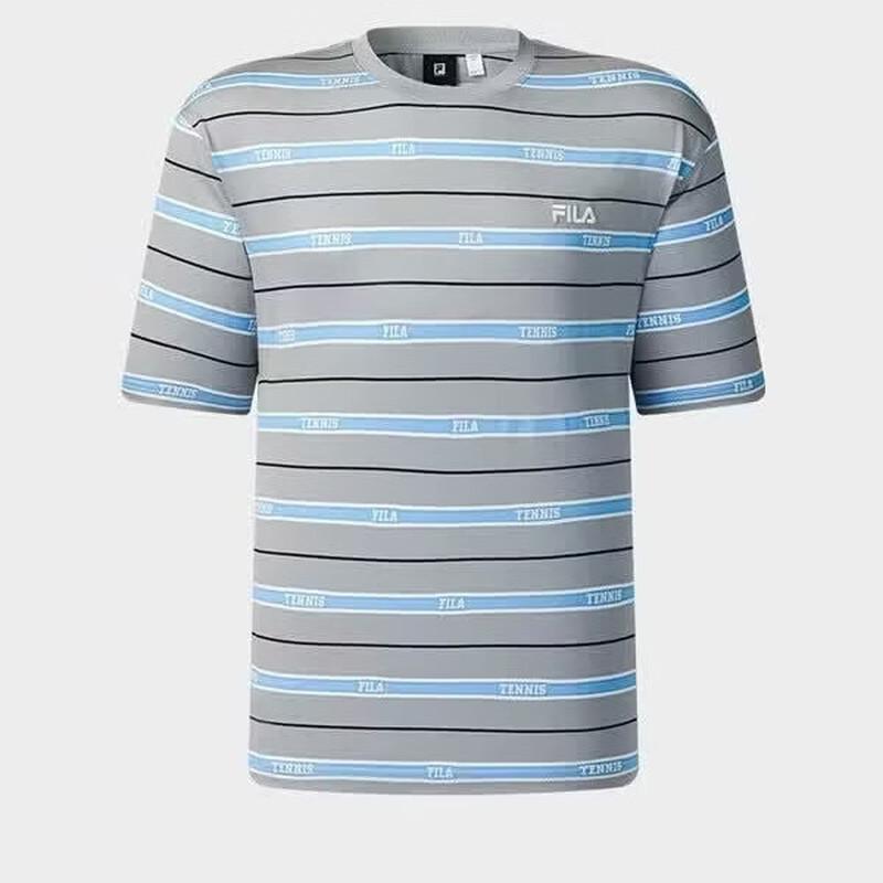 FILA Men s Striped Knitted Short Sleeve T-Shirt M серо-серебристый